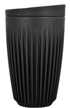 Load image into Gallery viewer, 12oz Huskee reusable coffee cup Charcoal sustainably made from the waste husks from coffee production. At end of life send them back for repurposing.