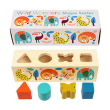 Load image into Gallery viewer, Wild Wonders Wooden Shape Sorter