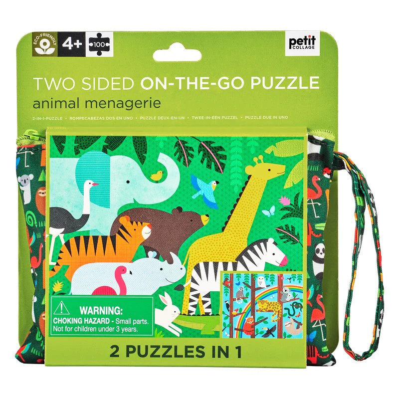 Animal Menagerie two-sided on-the-go travel puzzle