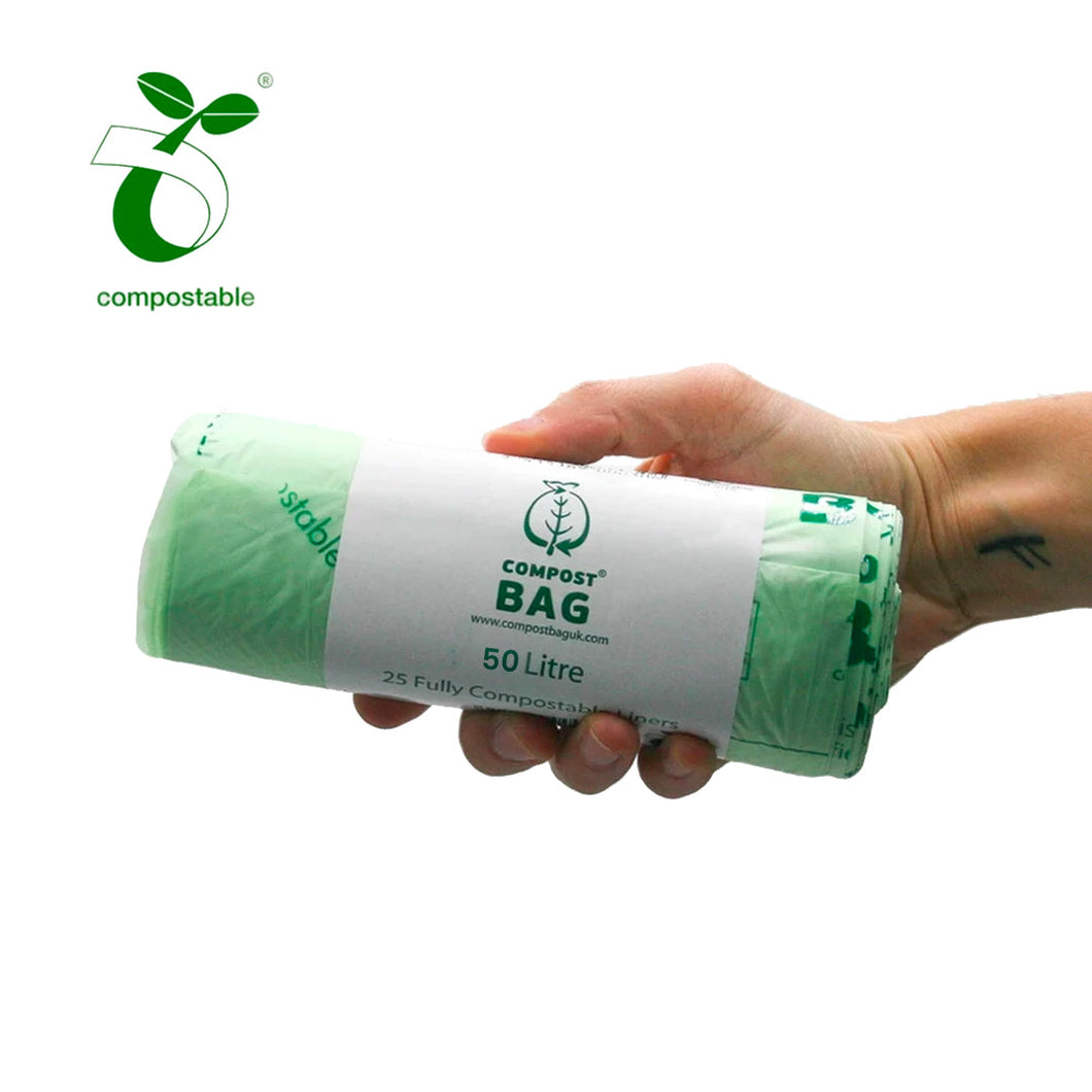 Compostable Biodegradable Bin Liners 50 Litres (25 bags per roll)