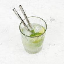 Load image into Gallery viewer, Set of Two Short Stainless Steel Straws with Brush