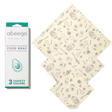 Load image into Gallery viewer, Abeego Organic Cotton Beeswax Wraps Variety Pack