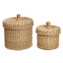 Load image into Gallery viewer, Seagrass Baskets With Lid - Set of 2
