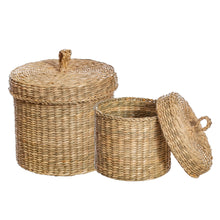 Load image into Gallery viewer, Seagrass Baskets With Lid - Set of 2