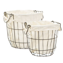 Load image into Gallery viewer, Round Wire Storage Baskets with Lining - Set of 2
