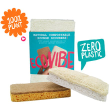 Load image into Gallery viewer, Compostable Sponge + Scourer Duo Pack by Ecovibe