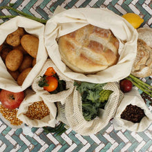 Load image into Gallery viewer, Organic Cotton Mesh Drawstring Bag for delicates/produce set of 3