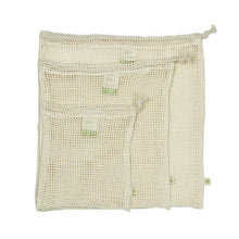 Load image into Gallery viewer, Organic Cotton Mesh Drawstring Bag for delicates/produce set of 3