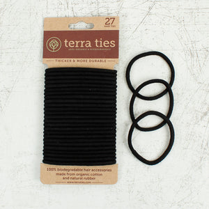Natural Rubber Organic Hair Bands - Black - Pack of 27