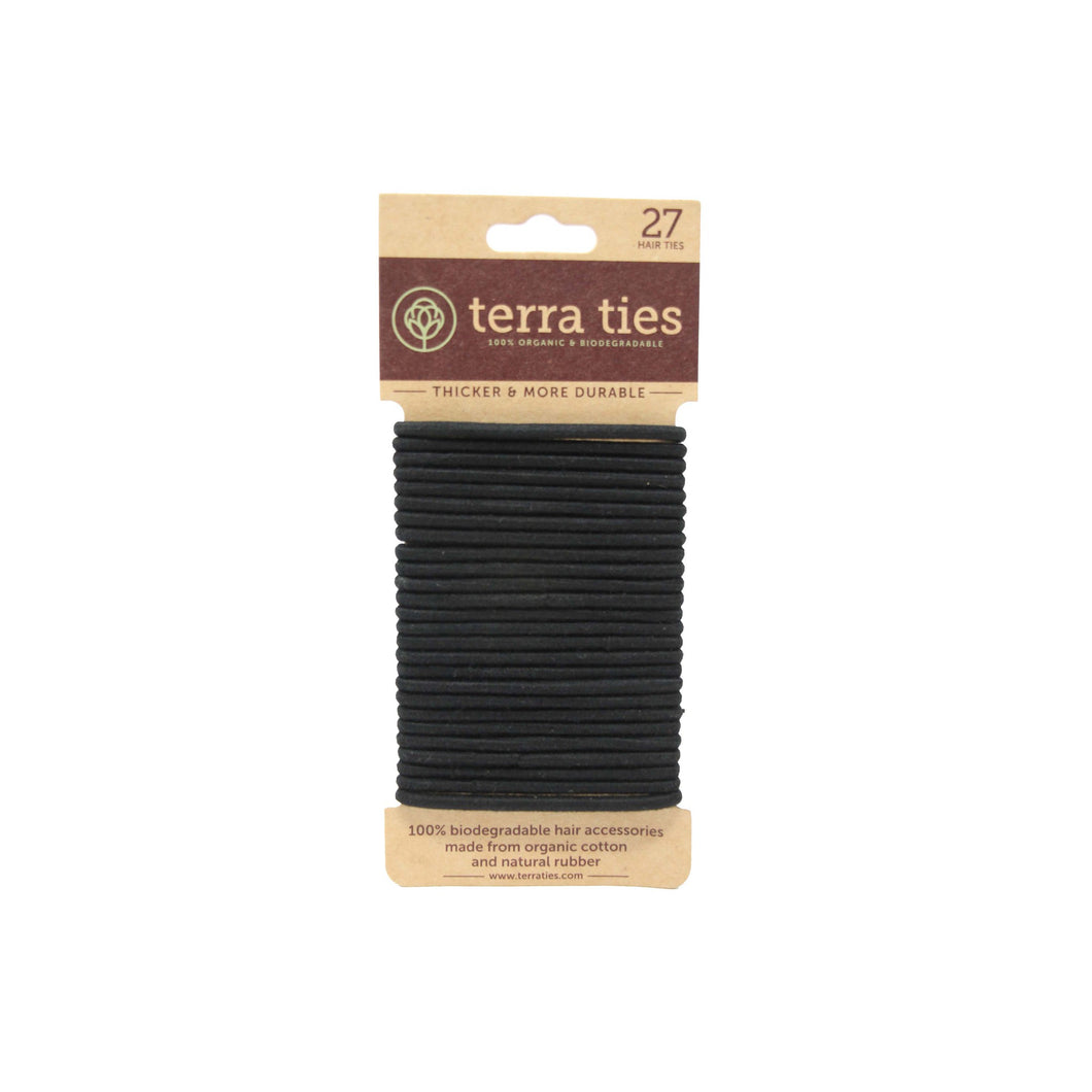 Natural Rubber Organic Hair Bands - Black - Pack of 27