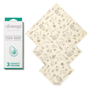Abeego Organic Cotton Beeswax Wraps Variety Pack