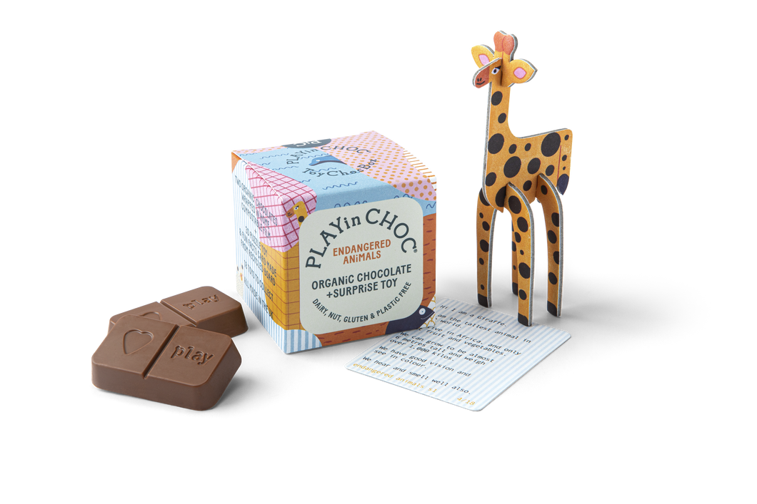 ToyChoc Box ENDANGERED ANiMALS - 2x 10g chocolate + toy + fun facts card by PLAYin CHOC