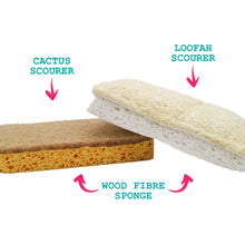 Load image into Gallery viewer, Compostable Sponge + Scourer Duo Pack by Ecovibe
