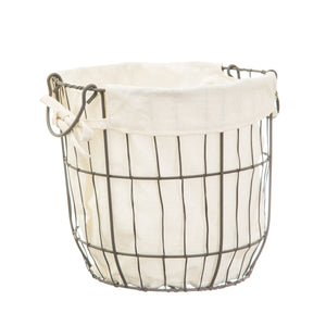 Round Wire Storage Baskets with Lining - Set of 2