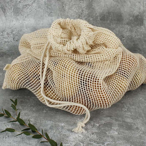 Organic Cotton Mesh Drawstring Bag for delicates/produce