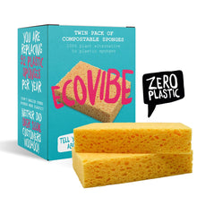 Load image into Gallery viewer, Compostable Sponges Pack of 2 by Ecovibe
