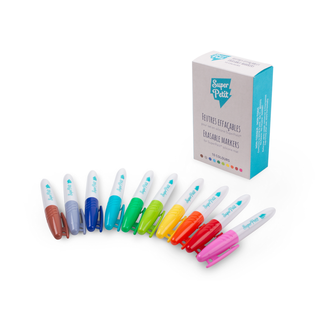 SuperPetit Dry Wipe erasable markers for Silicone: 10 Colours