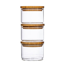 Load image into Gallery viewer, Stacking Glass Storage Jars - Set of 3
